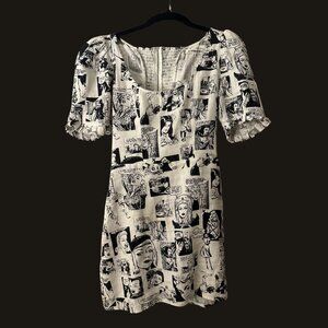 Reformation printed black and white mini dress